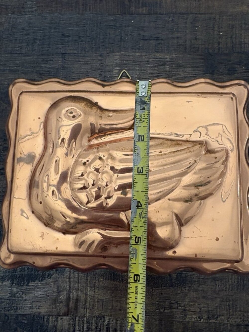Copper Tin Lined Rectangular Duck Mold Wall Decor - Picture 2 of 8